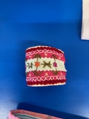 Embroidered napkin ring made by Becky for her workshop on November 25th